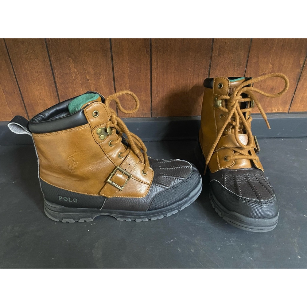 Kids polo brown/black boots size 4